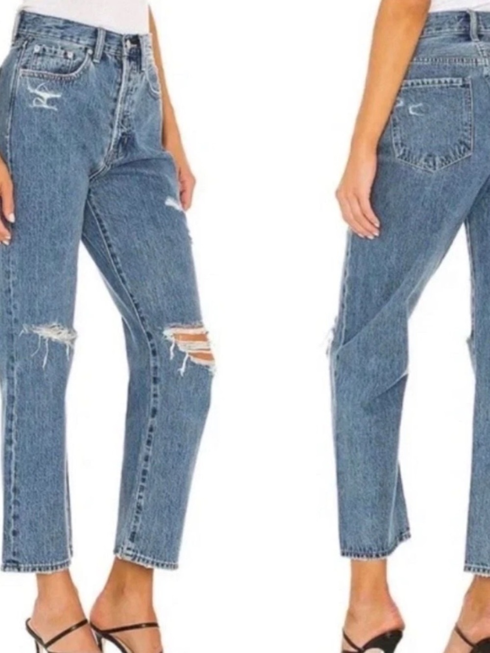 Pistola Cassie Super High Rise Distressed Straight Leg Jeans Waist 29